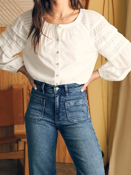 Faherty Tops - Faherty Enna Organic Cotton Blouse